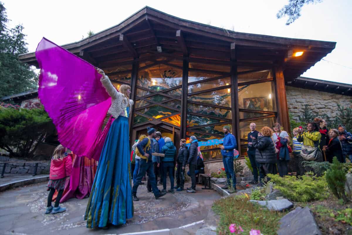 Lucy on stilts at the Cabaret of Misfits, photo Mark Richards