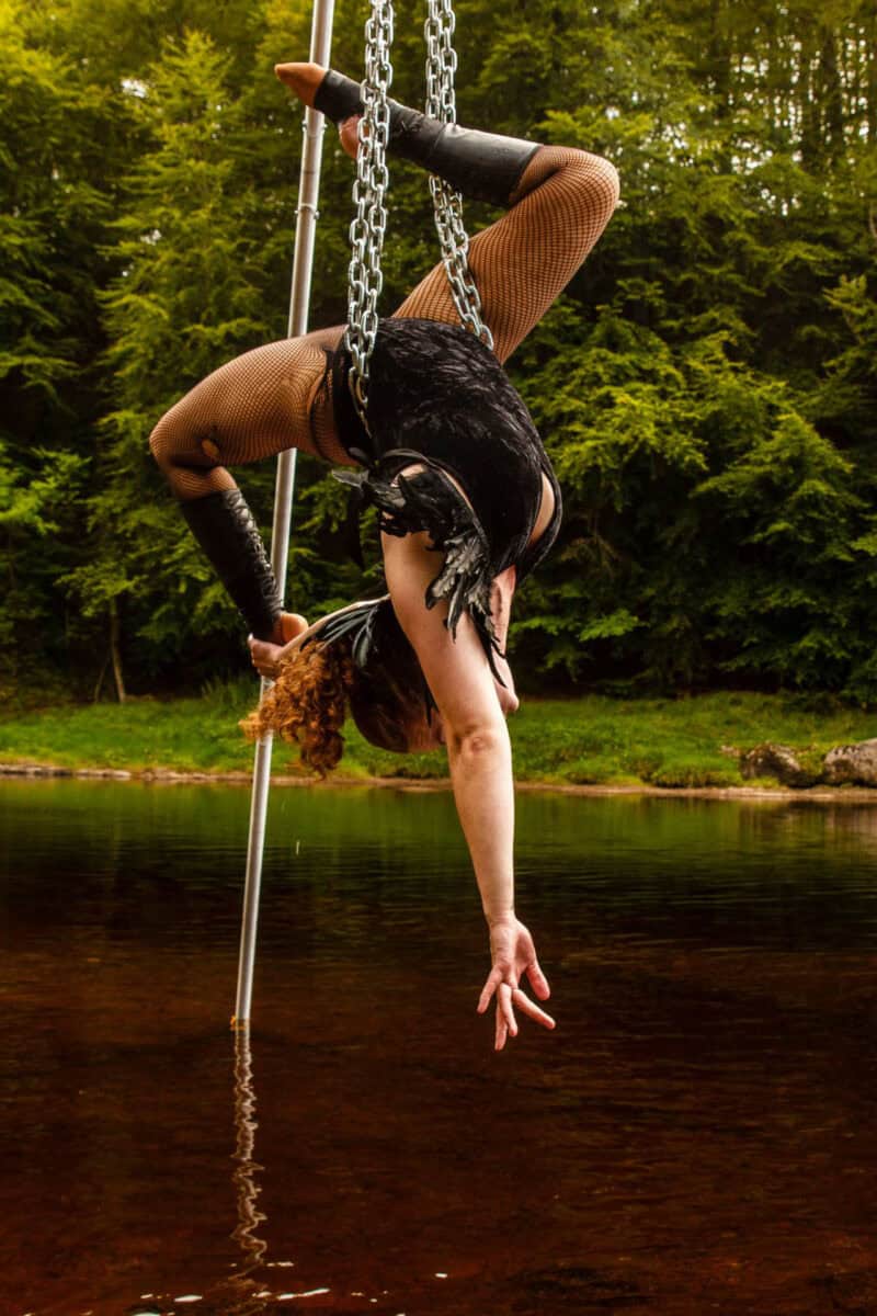 Moray Flying Circus - upside down over the river in chains